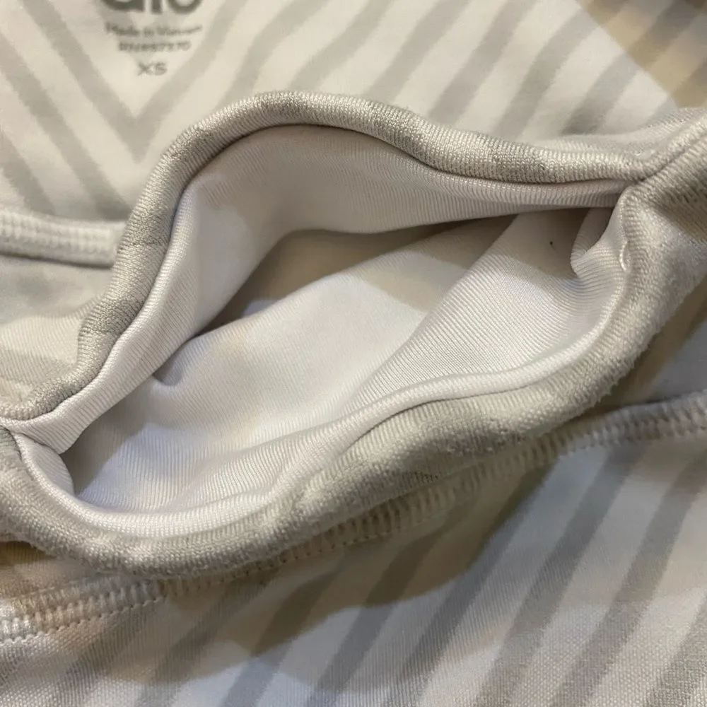 Alo Yoga Gray White Striped Leggings Women Size XS